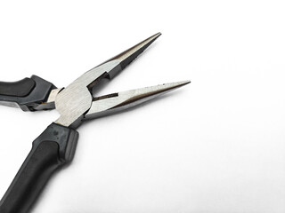 Pliers isolated on white background. cutter pliers Copy space 
