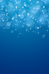 abstract blue blur bokeh snow background with copy space