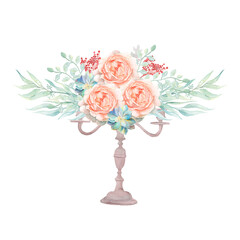 Watercolor Spring Easter Birds Peonies Roses Blush Cake Wedding Eucalyptus Rabbit Candelabra Bouquets Shabby Chic