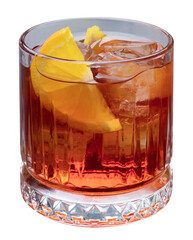 Spritz red cocktail drink glass, png image isolated on transparent background