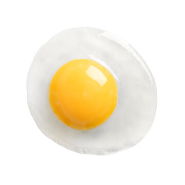 Raw egg with a bright yolk on a transparent background. Element for design. The concept of cooking scrambled eggs for breakfast. isolated object