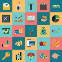 Business And Banking flat design icon set