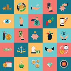 Business And Investment flat design icon set