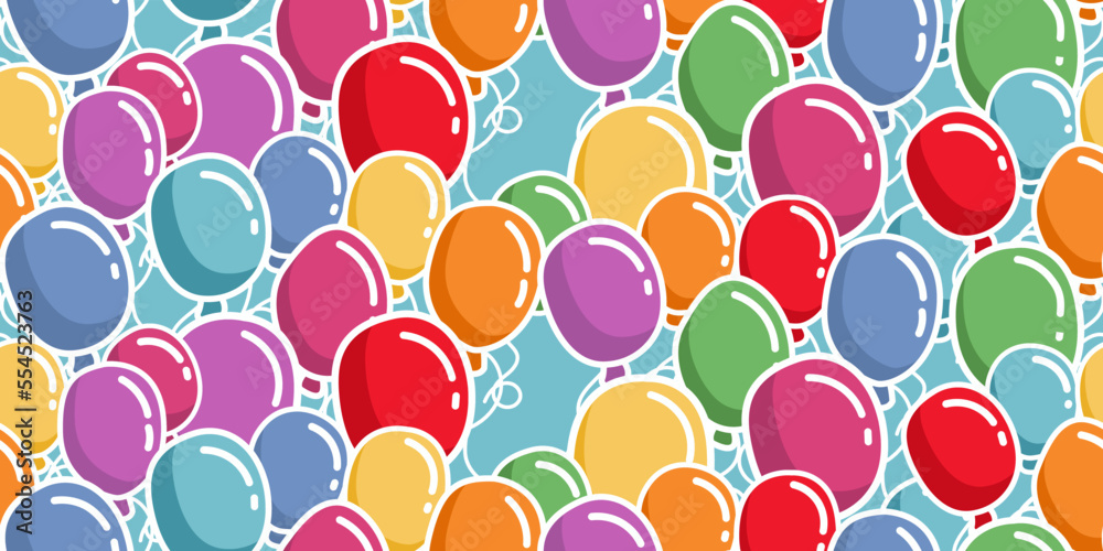 Poster Background from colored balloons. Vector repeating pattern of colored balloons. Seamless vector balloon background for print.
