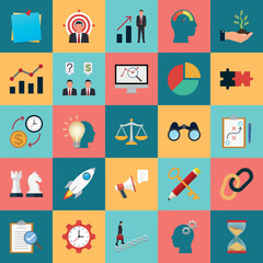 Business And Strategy Flat Design Icon Set