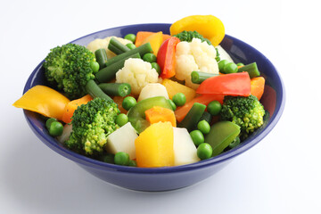 steamed vegetables. Freshly steamed bowl of vegetables. colourful healthy Salad