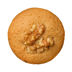 Round cookies with walnuts on a transparent background. Element for design. isolated object