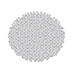 3d vector illustration of an abstract black and white round maze	