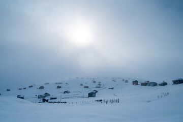 snow covered mountains