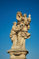 Statue of St. Anne on Charles bridge, Prague. Czech Republic.