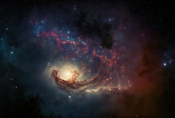 Naklejka na ściany i meble backdrop of the Milky Way and stars in a far space. Generative AI