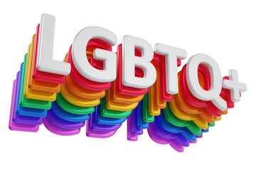 3D Text LGBTQ+ rainbow word colurful
