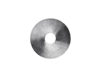 Milling disk gear, for processing metal on a white background  selective focus