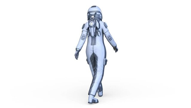 歩く女性宇宙飛行士