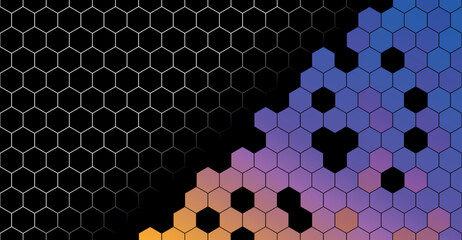 Colorful gradient hexagonal tiles. Abstract modern background. Vector illustration. Creative 3d cover for branding design. Wallpaper and texture concept