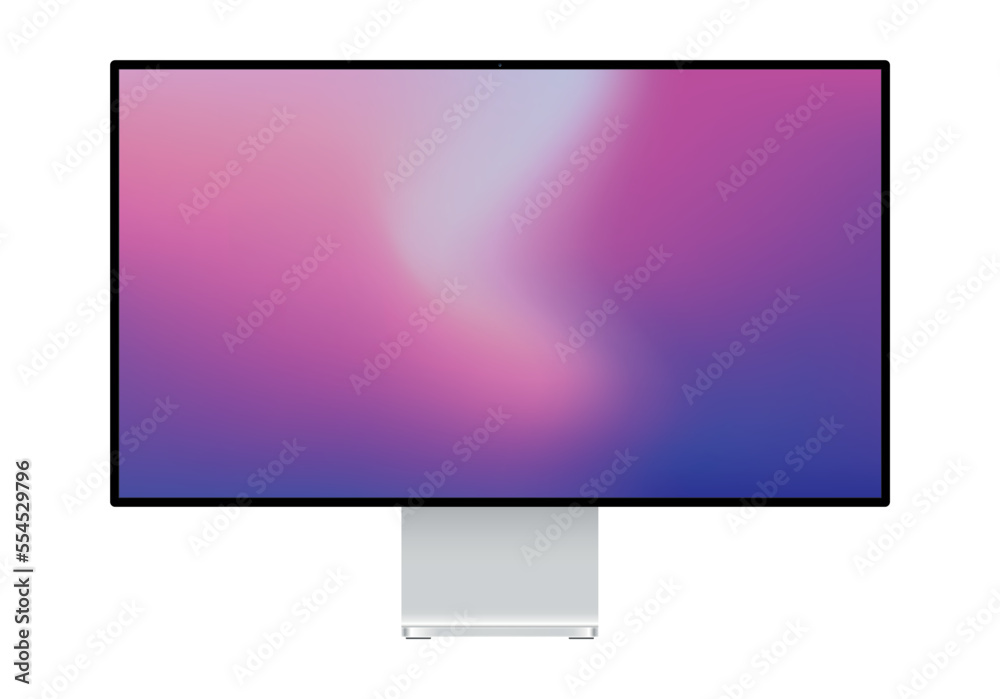 Poster Modern computer monitor mockup isolated on white background front view.
