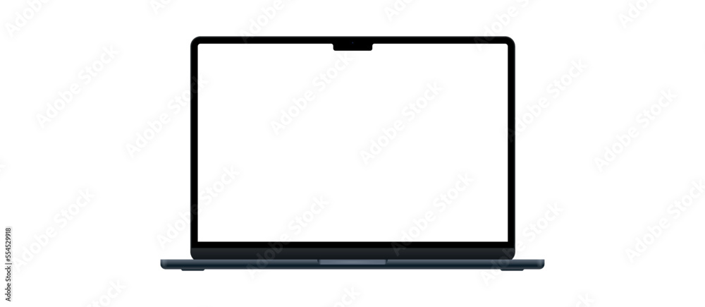 Poster macbook pro silver notebook with m2 max chip model, flat laptop computer design.