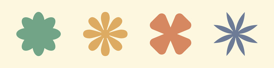Flowers icons set. Simple abstract flowers. Flat style. Vector illustration