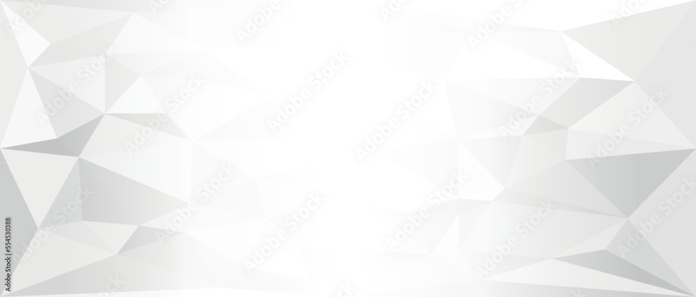 Poster Abstract white and grey color geometric background with copy space. Abstract white geometric 3D background.