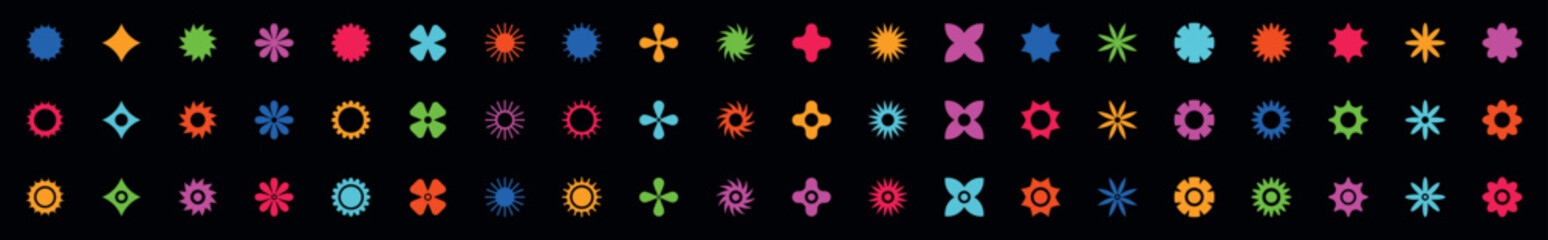 Flowers icons set. Simple abstract flowers. Flat style. Vector illustration