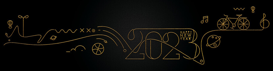 Fototapeta na wymiar Happy new year 2023 golden calligraphy design banner