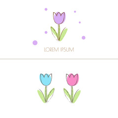 Flat flower illustration. Logo. Floral concept. Emblem