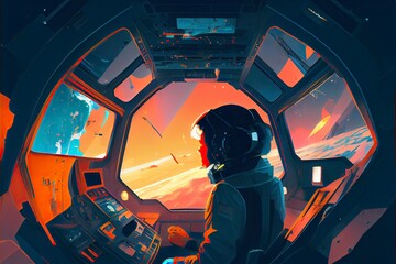 Inside a spaceship