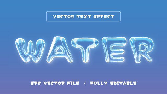 Water texr effect. Editable font style