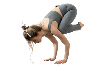 Woman workout yoga exercise asana transparent background.