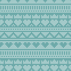 teal valentine fair isle knit vector pattern