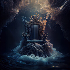 fantasy throne underwater - obrazy, fototapety, plakaty