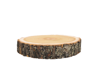 Wooden eco rustic pine tree wood circle disc platform podium on Png tranparent background. Minimal empty display product presentation scene.