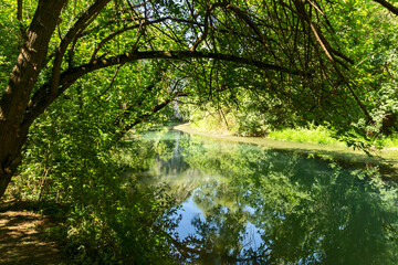 Landscape of Iskar Panega Geopark along the Gold Panega River, Bulgaria