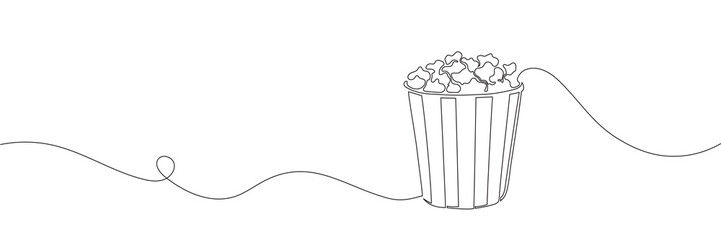 Popcorn in a cup continuous one line drawing. Vector illustrationPopcorn in a cup continuous one line drawing