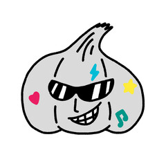 garlic, character design, cute cartoon isolated , graphic design for presentation, marketing, art, illustration, t-shirt design, cartoon, comic, advertising, online media