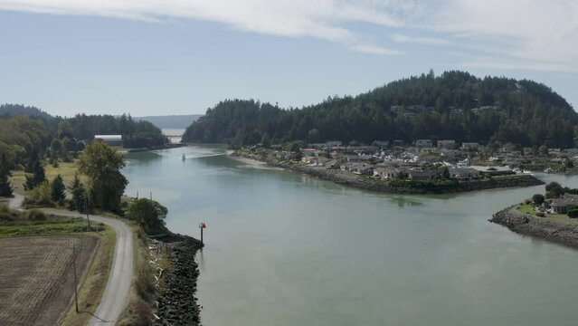 Swinomish Channel La Conner Washington View of the Skagit River Shelter Bay Aerial Flyover