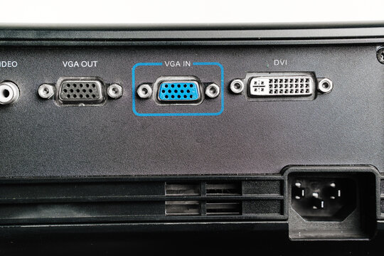 back panel with connectors of Black Universal Projector on a white background