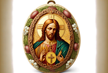 Obraz premium Easter rosary icon left view. Generative AI