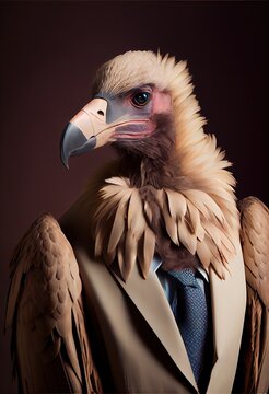 volture in beige suit