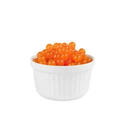 bubble tea. boba balls, mango pearls, isolated on white background