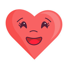 heart with a smile, Heart, love, romance or valentine's day red vector icon
with kawaii emoji for apps and websites