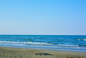 Fototapeta na wymiar Adriatic sea, waves and landscape. Rimini, Italy.