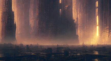 Ai Digital Illustration Steampunk Cityscape