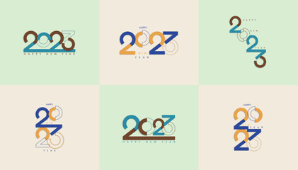 Set of modern 2023 New year geometric numbers concept,greeting card,template,banner for sociel media.Vector design
