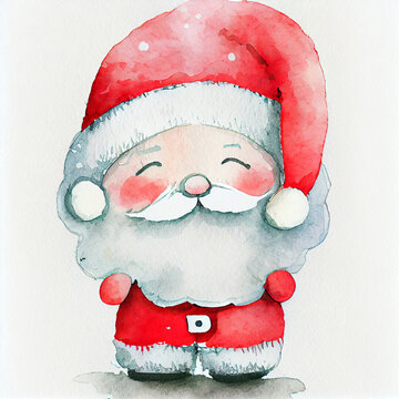 Cute Watercolor Santa Claus 