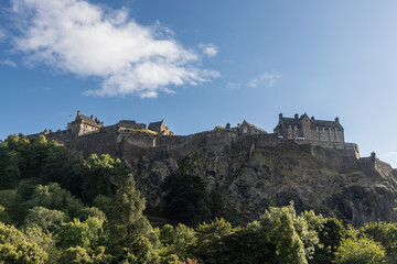 Fototapeta na wymiar Edinburgh Castle is a historic castle in Edinburgh, Scotland. It stands on Castle Rock