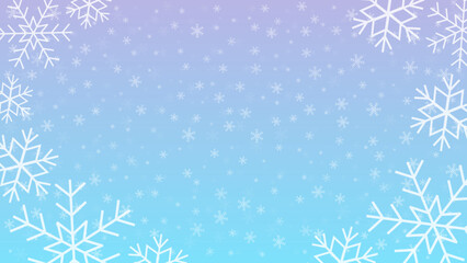 雪が舞い落ちる背景素材，ピンクとブルーのグラデーション，フレーム風