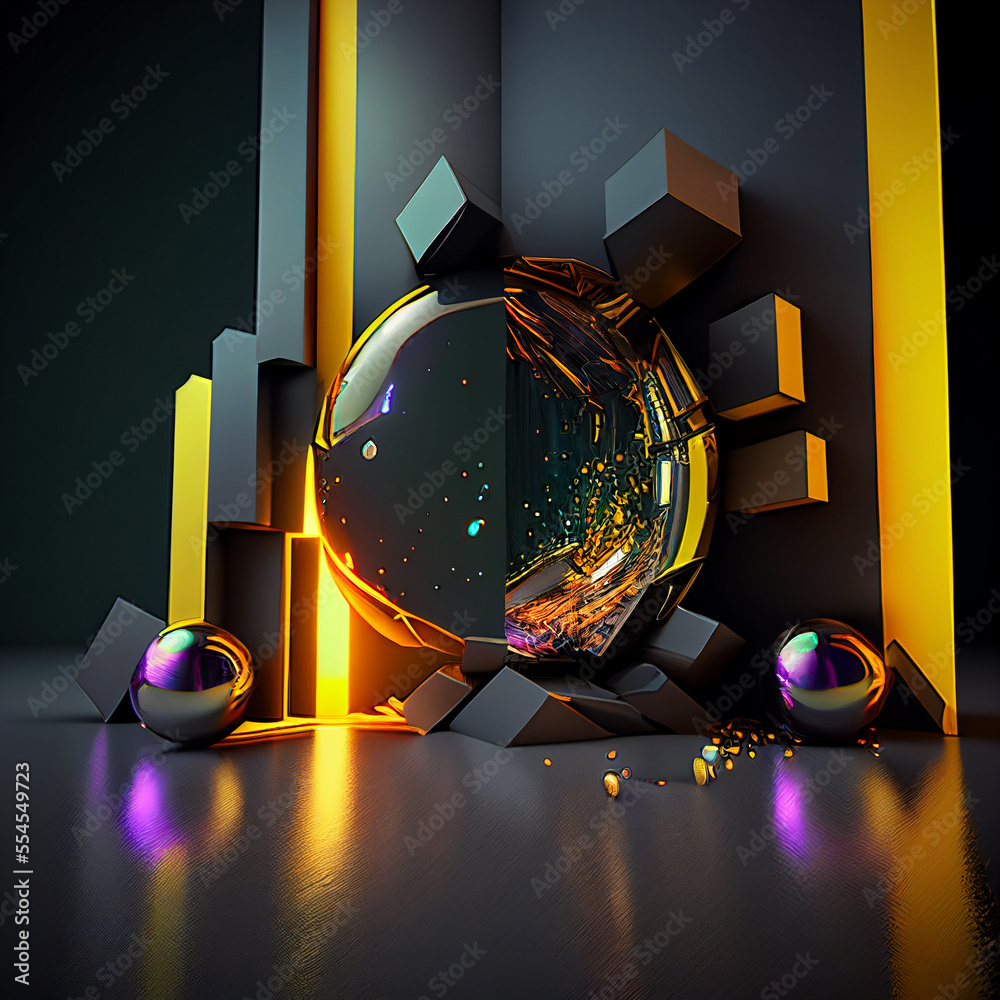 Poster futuristic forms created with generative ai technology