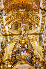 Interior medieval architecture of the Basilica of Our Lady of the Forsaken in Valencia, Spain