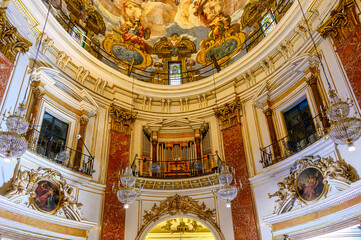 Interior medieval architecture of the Basilica of Our Lady of the Forsaken in Valencia, Spain